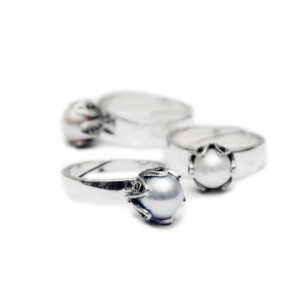 Anello argento e perla